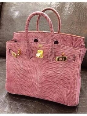 Designer Pink Lizard-Texture Bag H Birkin 30 embossed lizard 5P bubblegum GHW